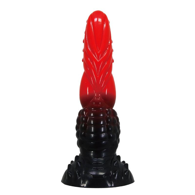 POWER MONSTERS – FEUERDRACHEN-FANTASIE-DILDO MIT SAUGNAPF 24,5 CM Ø 5,8 CM ROT &amp SCHWARZ