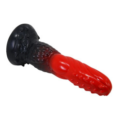 POWER MONSTERS – FEUERDRACHEN-FANTASIE-DILDO MIT SAUGNAPF 24,5 CM Ø 5,8 CM ROT &amp SCHWARZ