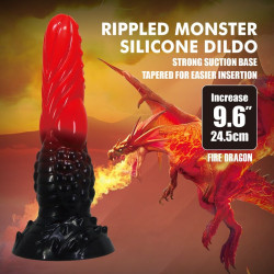POWER MONSTERS – FEUERDRACHEN-FANTASIE-DILDO MIT SAUGNAPF 24,5 CM Ø 5,8 CM ROT &amp SCHWARZ
