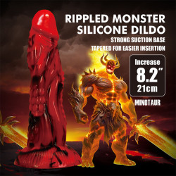POWER MONSTERS - MINOTAUR FANTASY DILDO MIT SAUGAUFGANG 21 CM Ø 5 CM ROT &amp SCHWARZ