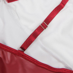 SUBBLIME - 955397 KLEID MIT BURGUNDERROTEN LEDERTRÄGERN S/M