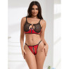 SUBBLIME - 955540 ROTES LACKLEDER-NETZ-ZIPPER-BH-SET L/XL