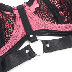 SUBBLIME - 955588 ROSA LACKLEDER MESH ZIPPER BH SET L/XL