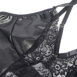 SUBBLIME - 957520 LEDERKLEID MIT BLUMENSPITZE SCHWARZ S/M