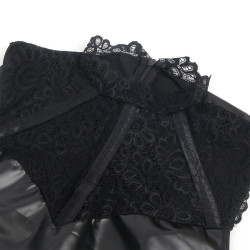 SUBBLIME - 957544 LEDERKLEID MIT SPITZENKRAGEN SCHWARZ S/M