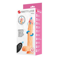 PRETTY LOVE - MILES STOSS- UND ROTATIONS-VIBRATIONSDILDO MIT FERNBEDIENUNG, 23,5 CM Ø 4,8 CM, NATUR