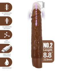 PRETTY LOVE – KESSLER REALISTISCHER VIBRATIONSDILDO MIT 10 VIBRATIONSMODI UND 10 STÖSSEN, 22 CM, BRAUN - Offer