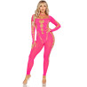 LEG AVENUE - ROSA BODYSTOCKING MIT OFFENEM RÜCKEN, EINHEITSGRÖSSE