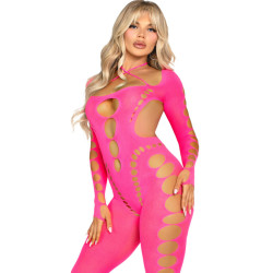 LEG AVENUE - ROSA BODYSTOCKING MIT OFFENEM RÜCKEN, EINHEITSGRÖSSE