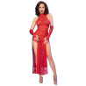 CHILIROSE - CR 4853 ROTES SPITZENKLEID MIT HANDSCHUHEN S/M
