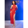 CHILIROSE - CR 4853 ROTES SPITZENKLEID MIT HANDSCHUHEN L/XL
