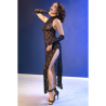 CHILIROSE - CR 4853 SCHWARZES SPITZENKLEID MIT HANDSCHUHEN L/XL