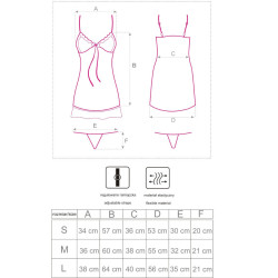 LIVCO CORSETTI FASHION - HYEONA 1710 BABYDOLL + THONG ROSE XL